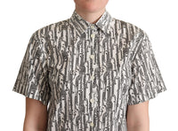 Dolce & Gabbana White Floral Collared Blouse Women's Shirt