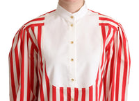 Dolce & Gabbana Red White Striped Long Sleeves Formal Women's Shirt