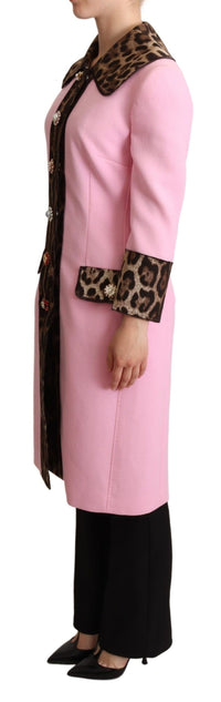 Dolce & Gabbana Dolce & Gabbana Pink Leopard Wool Trenchcoat Women's Jacket
