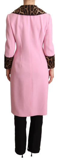 Dolce & Gabbana Dolce & Gabbana Pink Leopard Wool Trenchcoat Women's Jacket