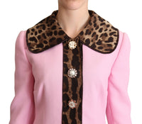 Dolce & Gabbana Dolce & Gabbana Pink Leopard Wool Trenchcoat Women's Jacket