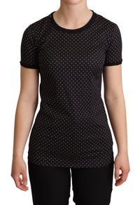 Dolce & Gabbana Black Dotted Crewneck Cotton Women's T-shirt