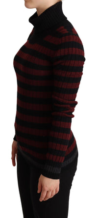 Dolce & Gabbana Black Red Striped Wool Pullover Women's Sweater