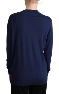 Dolce & Gabbana Blue Virgin Wool Button Down Cardigan Women's Sweater