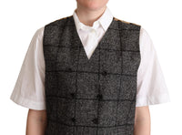 Dolce & Gabbana Dolce & Gabbana Gray Wool Leopard Print Waistcoat Women's Vest