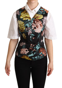 Dolce & Gabbana Dolce & Gabbana Black Jacquard Floral Waistcoat Women's Vest