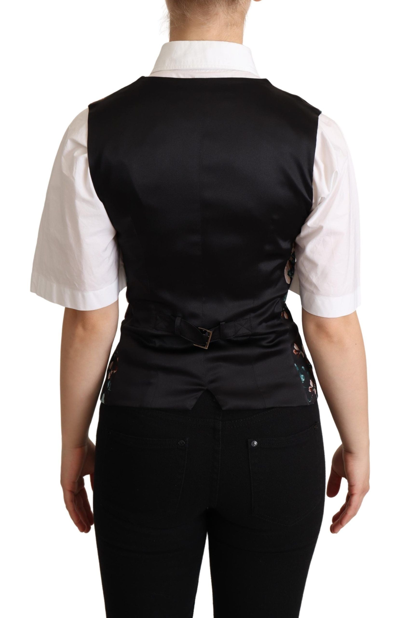 Dolce & Gabbana Dolce & Gabbana Black Jacquard Floral Waistcoat Women's Vest