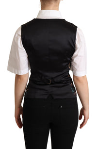 Dolce & Gabbana Dolce & Gabbana Black Jacquard Floral Waistcoat Women's Vest