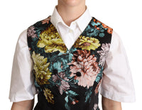 Dolce & Gabbana Dolce & Gabbana Black Jacquard Floral Waistcoat Women's Vest