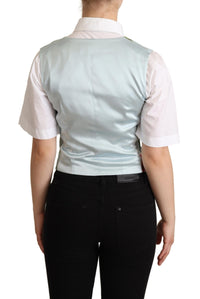 Dolce & Gabbana Dolce & Gabbana Mint Green Floral Silk Waistcoat Women's Vest