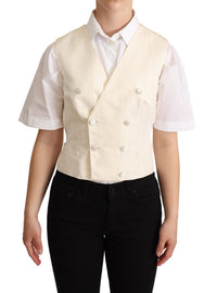 Dolce & Gabbana Dolce & Gabbana Beige Silk Sleeveless Waistcoat Women's Vest