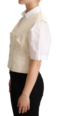 Dolce & Gabbana Dolce & Gabbana Beige Silk Sleeveless Waistcoat Women's Vest