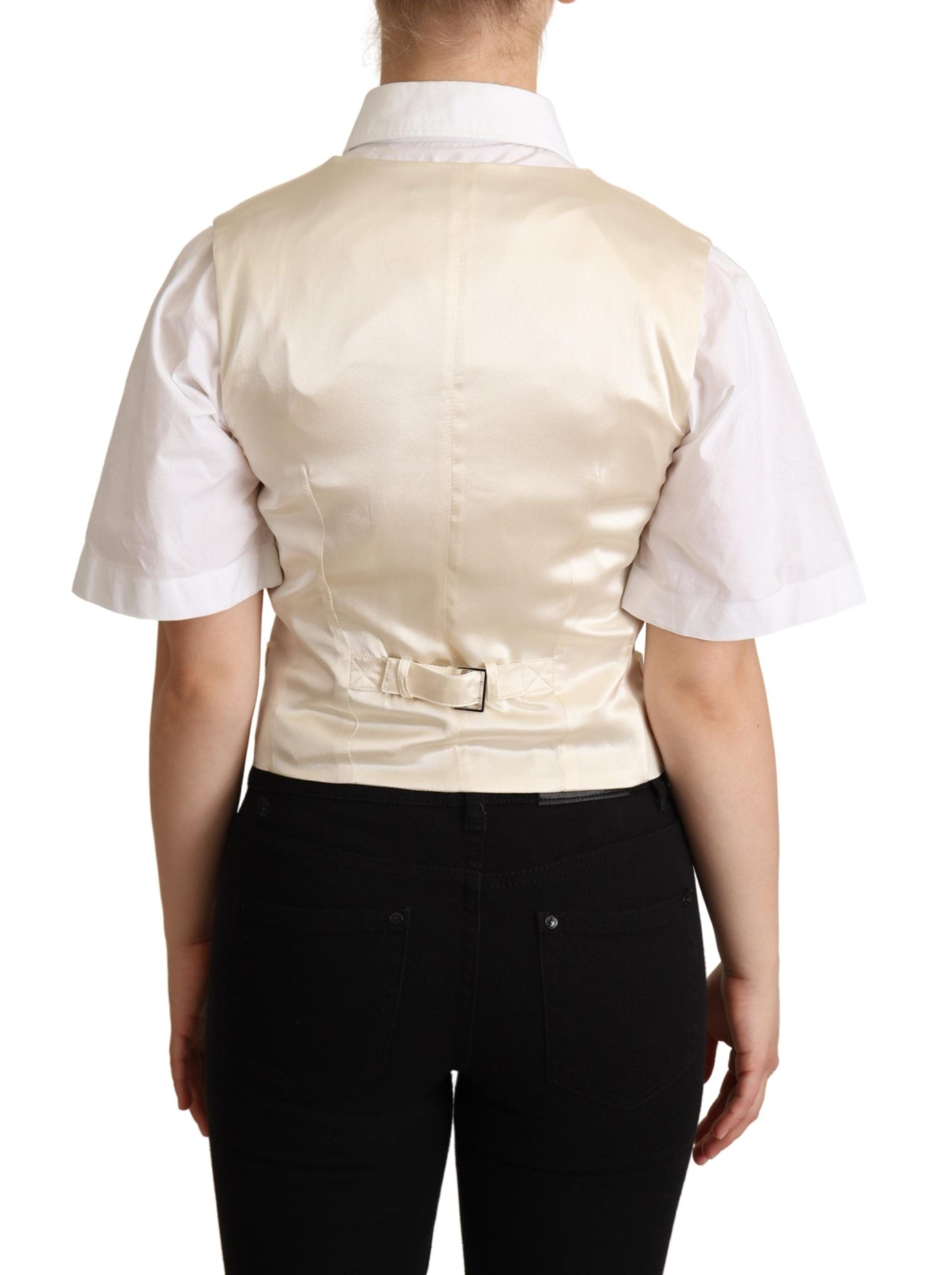 Dolce & Gabbana Dolce & Gabbana Beige Silk Sleeveless Waistcoat Women's Vest