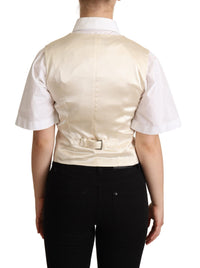 Dolce & Gabbana Dolce & Gabbana Beige Silk Sleeveless Waistcoat Women's Vest