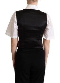 Dolce & Gabbana Dolce & Gabbana Black Gold Jacquard Silk Waistcoat Women's Vest