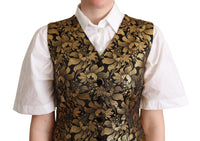 Dolce & Gabbana Dolce & Gabbana Black Gold Jacquard Silk Waistcoat Women's Vest