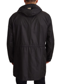 Dolce & Gabbana Black Hooded Mens Trench Coat Men's Jacket
