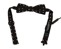 Dolce & Gabbana Dolce & Gabbana Black White Polka Dot Silk Adjustable Neck Papillon Bow Men's Tie