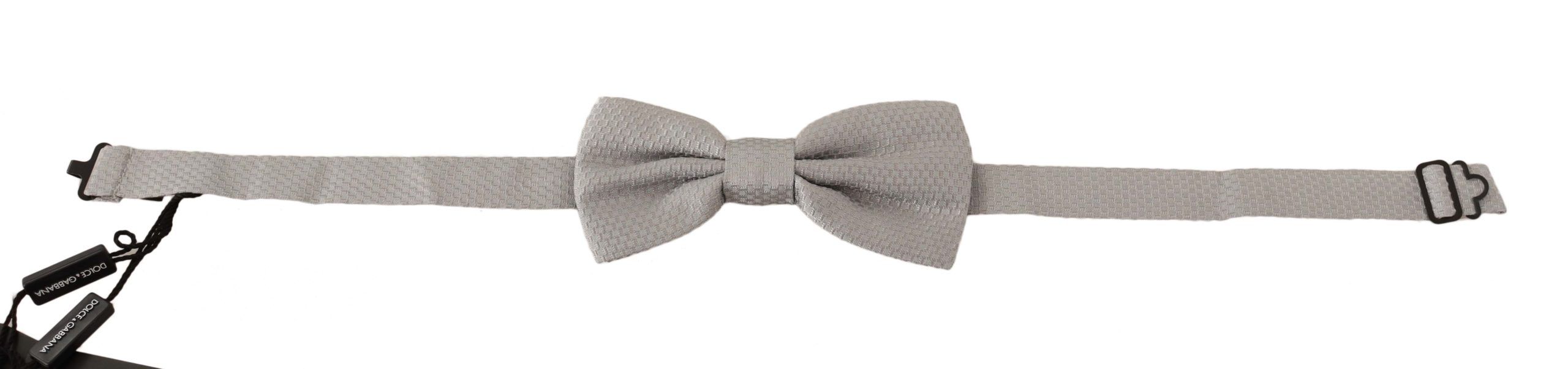 Dolce & Gabbana Dolce & Gabbana Silver Gray 100% Silk Adjustable Neck Papillon Bow Men's Tie