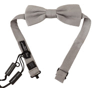 Dolce & Gabbana Dolce & Gabbana Silver Gray 100% Silk Adjustable Neck Papillon Bow Men's Tie