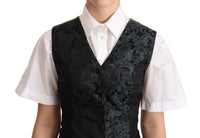 Dolce & Gabbana Dolce & Gabbana Black Jacquard Floral Waistcoat Vest Women's Green