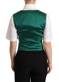 Dolce & Gabbana Dolce & Gabbana Green Silk Satin Sleeveless Waistcoat Women's Vest