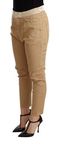 CYCLE Beige Mid Waist Slim Fit Skinny Stretch Women's Trouser