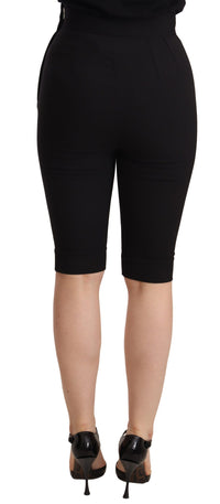 Dolce & Gabbana Black Wool Stretch Slim Fit High Waist Women's Shorts