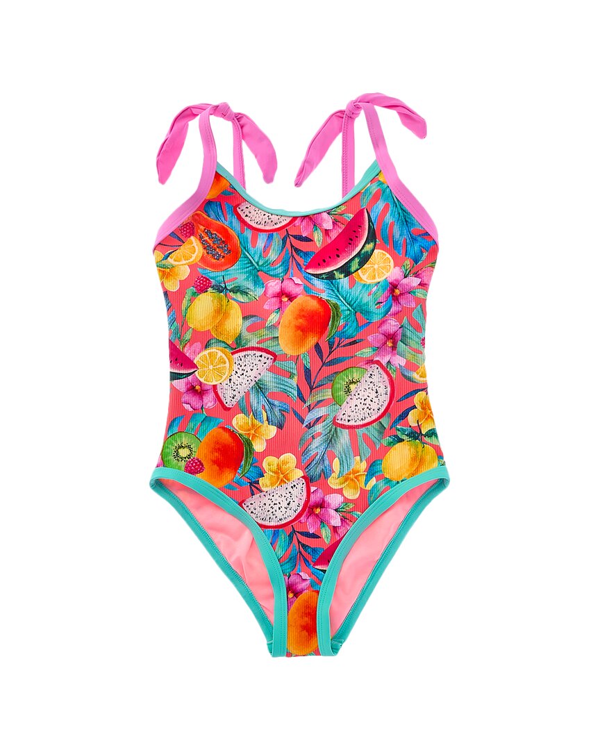 Beach Lingo Binding One-Piece 7 (Big Girl S) Pink