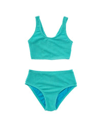 Beach Lingo 2Pc Bralette & High-Waist Bottom Swim Set 7 (Big Girl S) Green