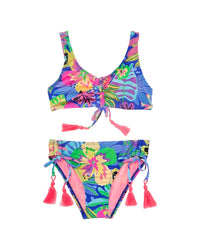 Beach Lingo 2Pc Bralette & Hipster Swim Set 7 (Big Girl S) Blue