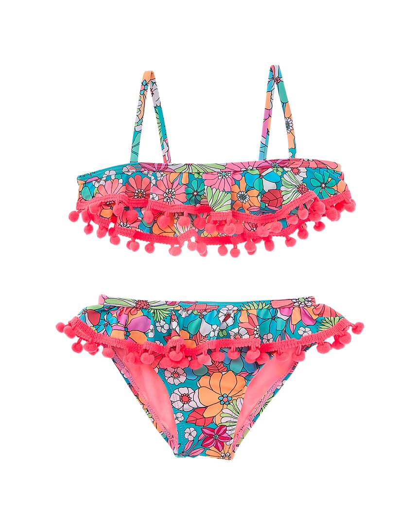 Beach Lingo 2Pc Ruffle Bra & High-Waist Bottom Swim Set