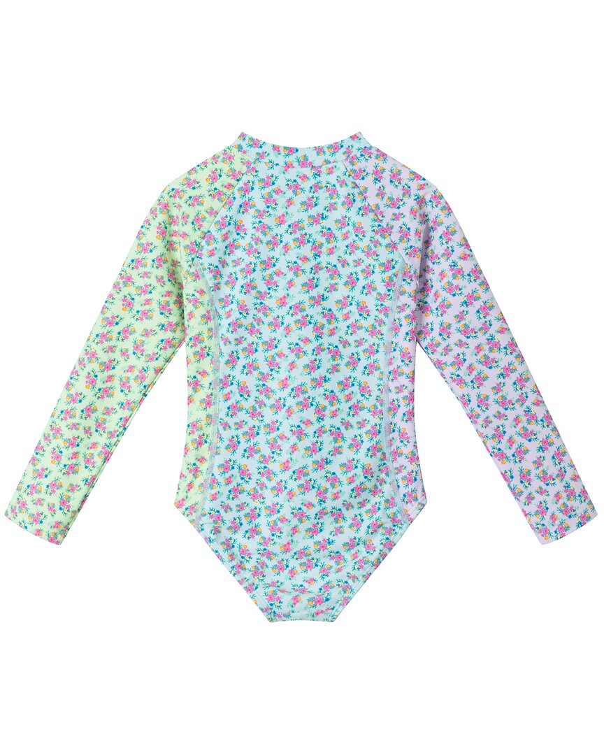 Andy & Evan Girls Rashguard & Matching Scrunchie Set, 4T, Blue