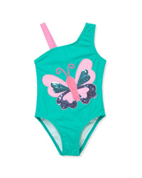 Flapdoodles Butterfly Applique Swimwear Blue