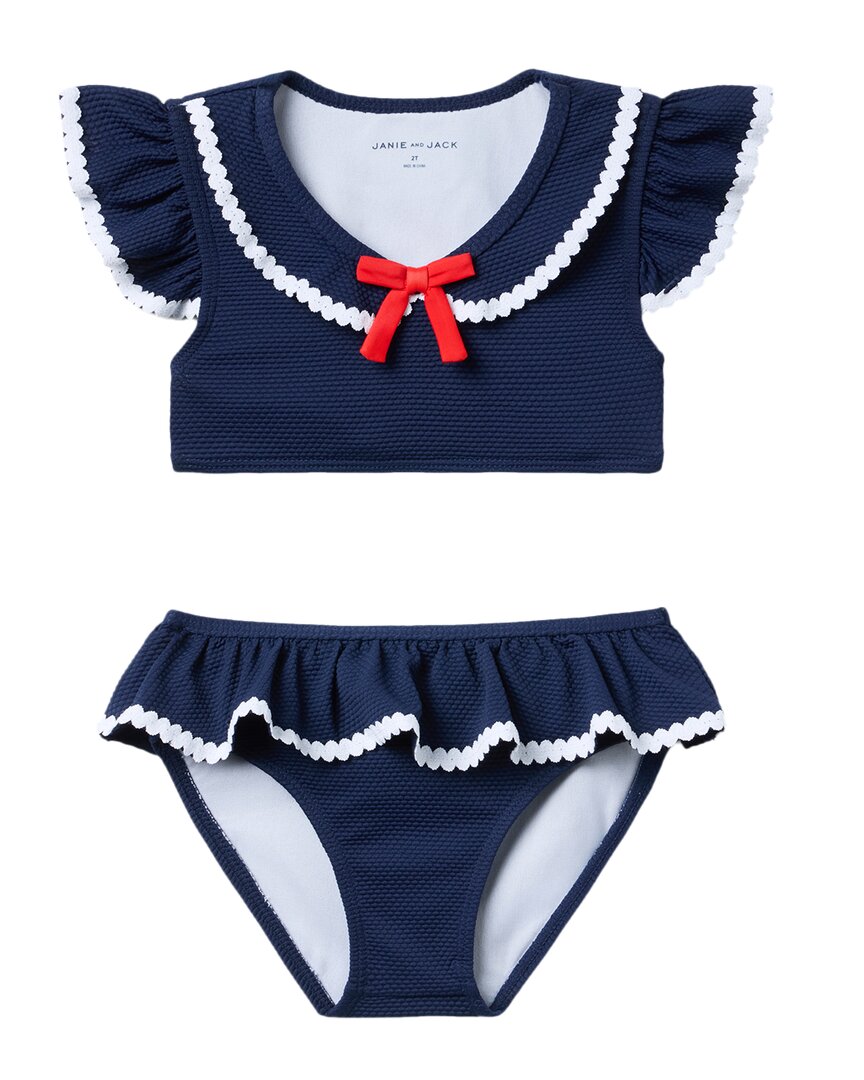 Janie And Jack Recycled Textured Ruffle 2Pc Swimsuit
