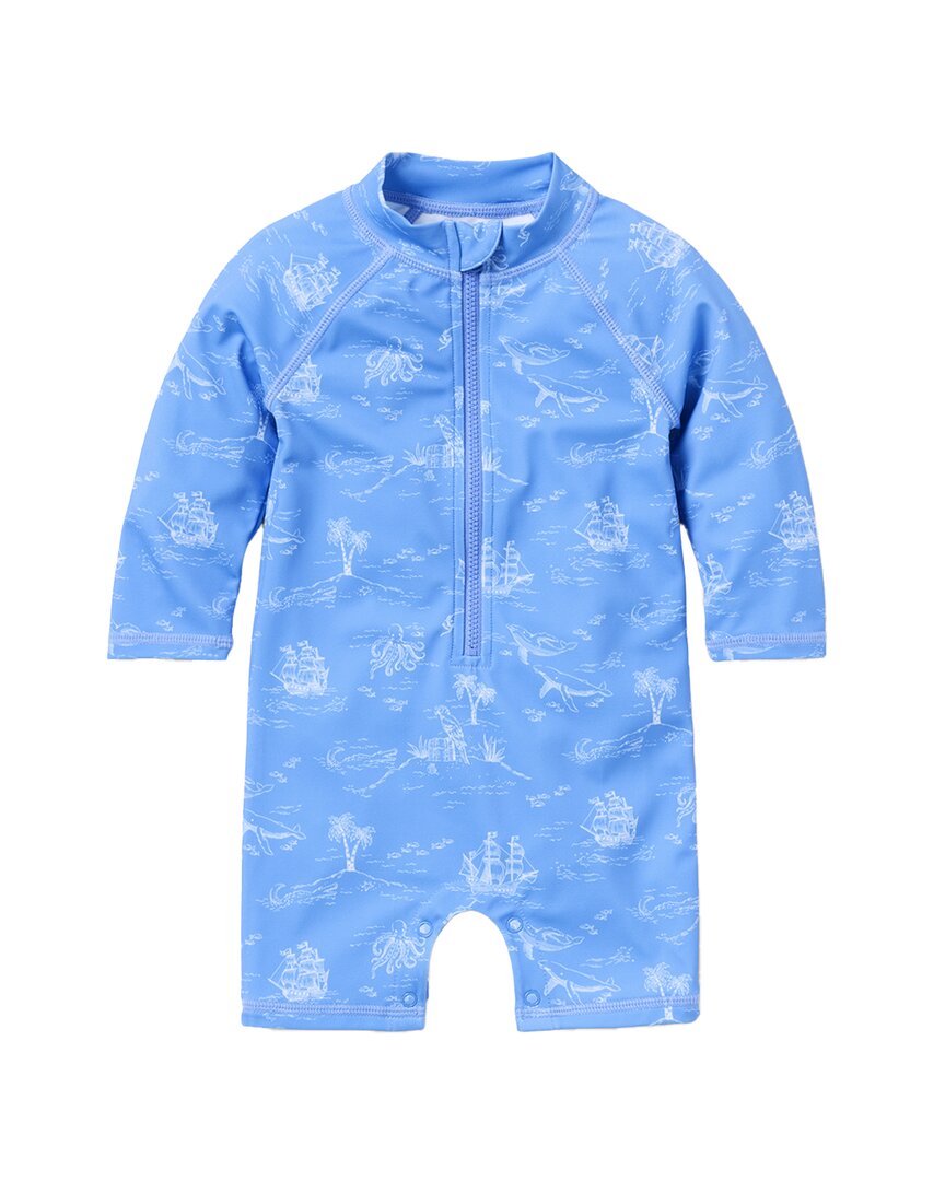 Janie And Jack Recycled Nautical Toile Rashguard Swimsuit