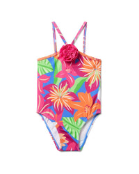 Janie And Jack Recycled Tropical Floral Rosette Swimsuit