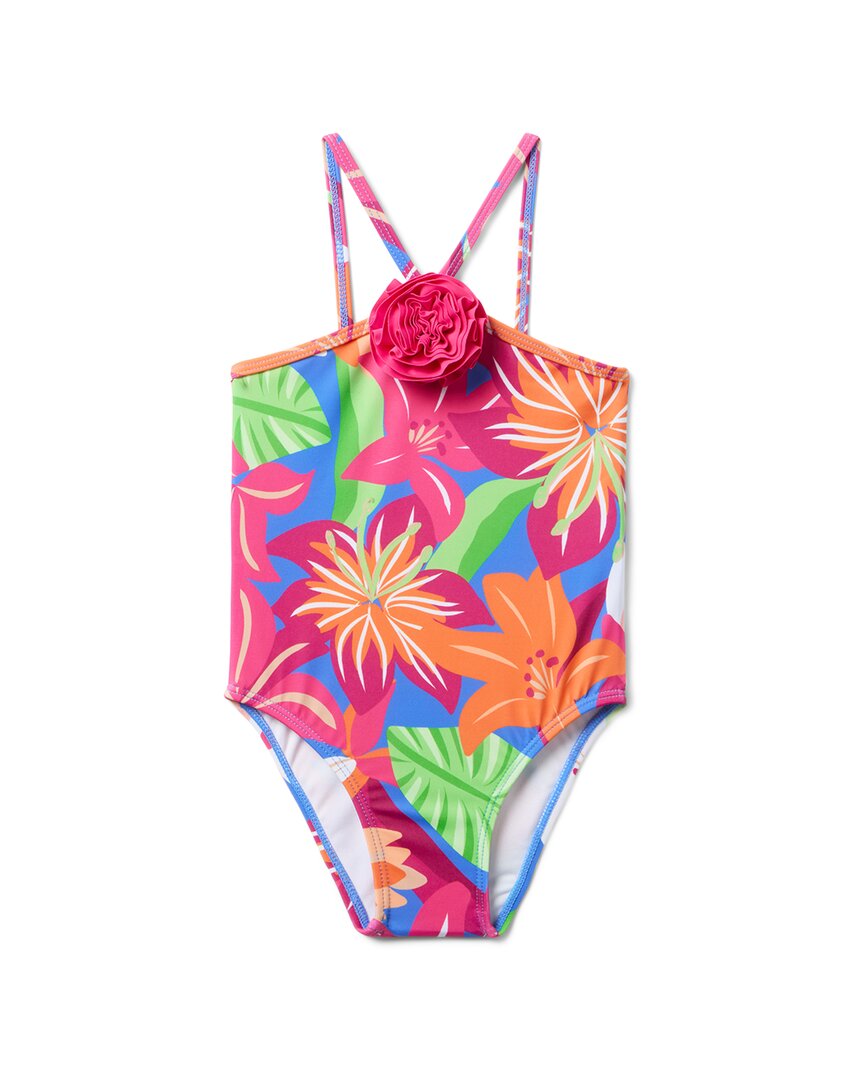 Janie And Jack Recycled Tropical Floral Rosette Swimsuit