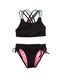 Beach Lingo 2Pc Rem Cup Pony Bead Bralette & Hipster Bottom Set