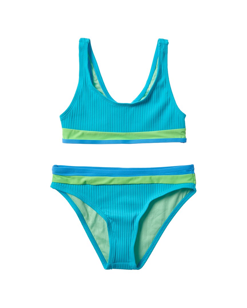 Beach Lingo 2Pc Rem Cup Colorblock Bralette & Hipster Bottom Set