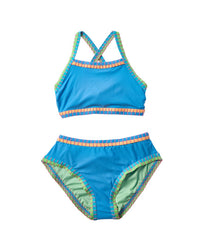 Beach Lingo 2Pc Rem Cup Whipstitch Binding Crisscross Back Bra & High Waist