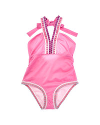Pq Swim Rainbow Embroidered V-Neck One-Piece