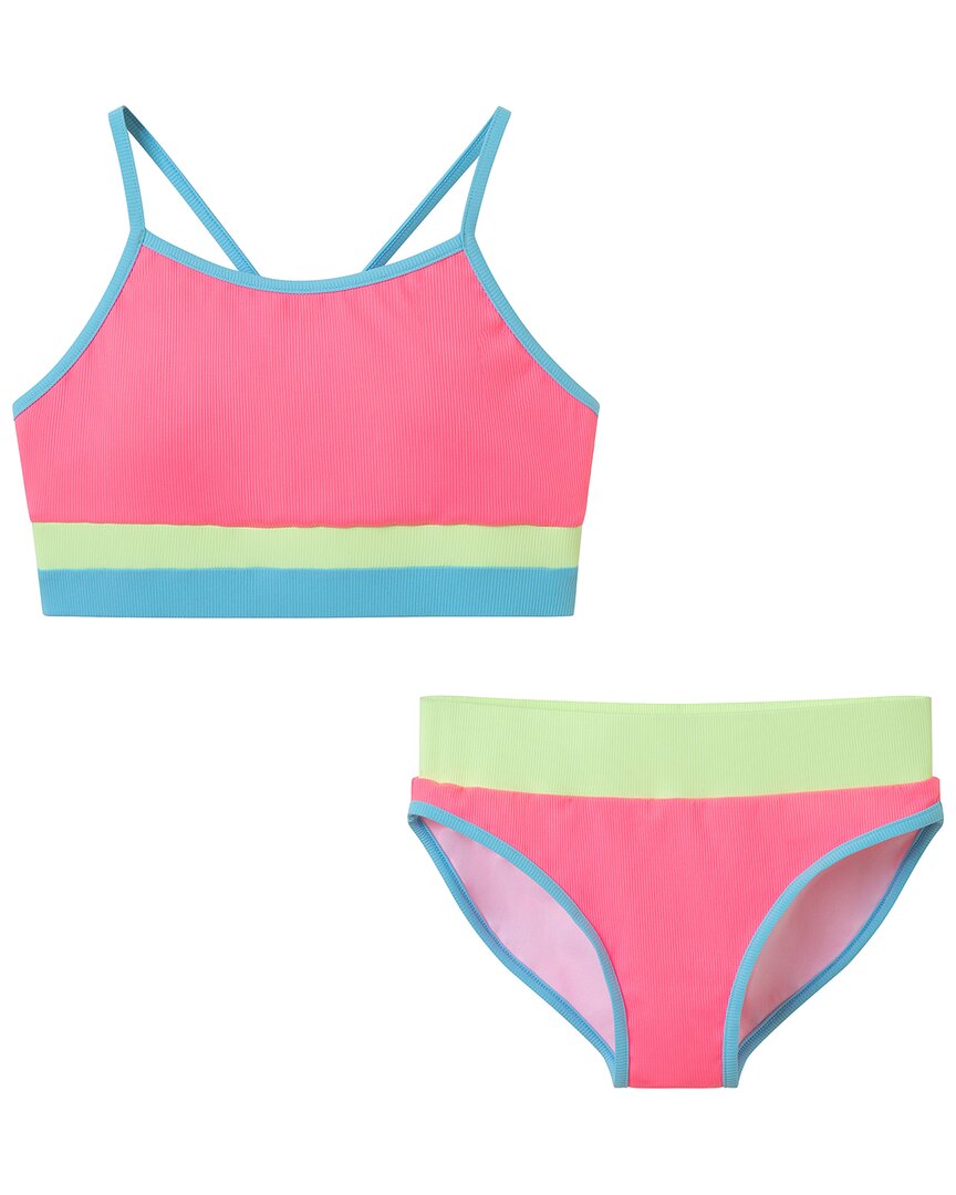 Andy & Evan Pink Rib Colorblock Bikini