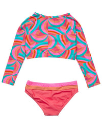 Snapper Rock Geo Melon Sustainable Crop Rash Top