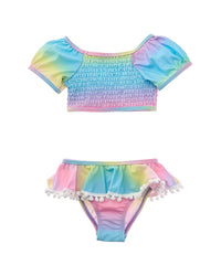 Flap Happy 2Pc Rainbow Ombre Top & Bikini Bottom Set