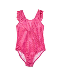Flap Happy One Piece Shiny Pink Scales Swimsuit
