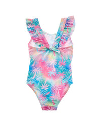 Flap Happy One Piece Pink Tropical Palms Swimsuit