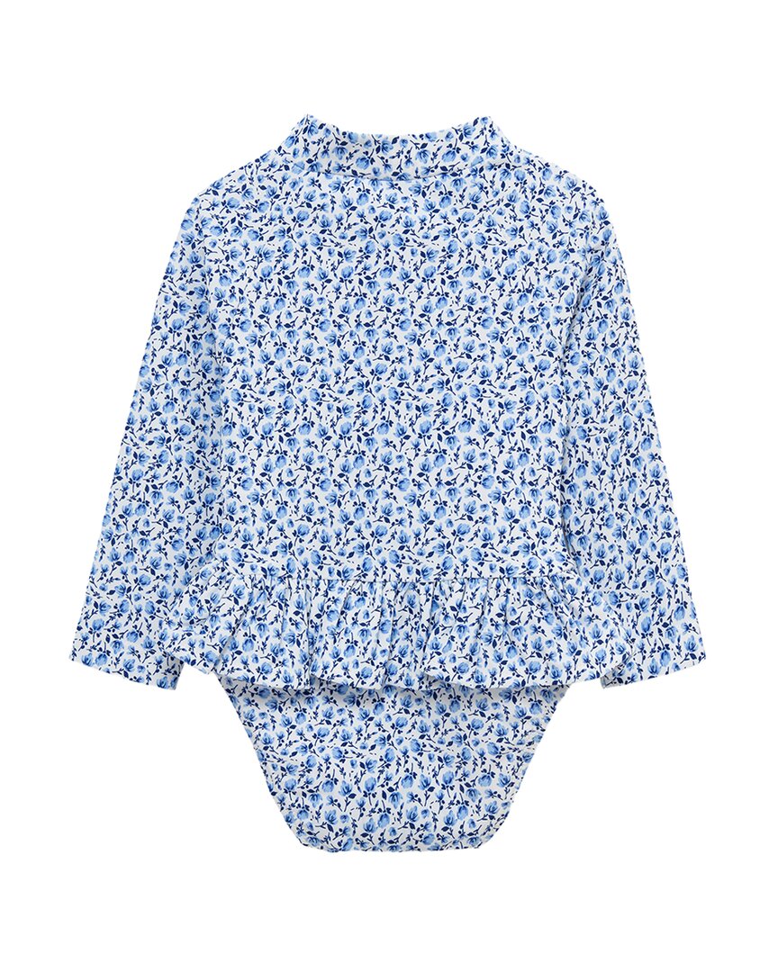 Little Me Blue Floral One-Piece Rashguard