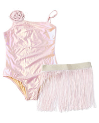 Shade Critters Girls Metallic One Shoulder Swimsuit