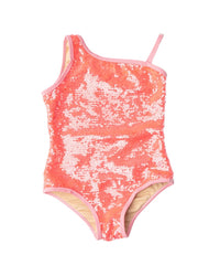 Shade Critters Girls Sequin One-Shoulder One Piece Swimsuit